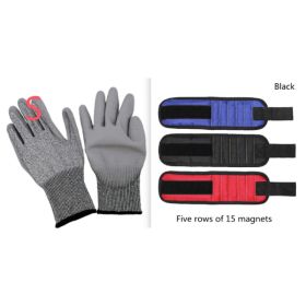 Fifteen-Compartment Powerful Magnetic Wristband (Option: Black set1-Five rows of 15 magnets)