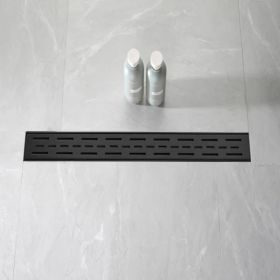 28 Inch Linear Shower Drain With Removable Brick Patterned Grate Cover, 304 Stainless Steel Shower Floor Drain With Hair Strainer And Leveling Fe (Option: Defaulttitle)