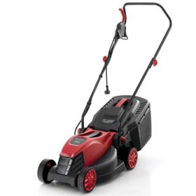 12 Ampere 13.5 Inch Electric Rope Lawn Mower With Dual Safety Switches -Red (Option: Defaulttitle)