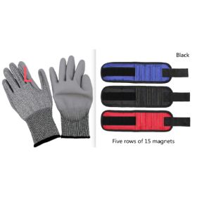 Fifteen-Compartment Powerful Magnetic Wristband (Option: Black set3-Five rows of 15 magnets)