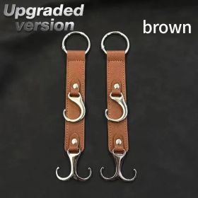 2 Pieces PU Car Hooks, Car Seat Cushion Hooks, Car Seat Back Storage Hooks, Faux Leather Car Hooks, Multi-functional Car Headrest Hooks, Car Seat (Option: Brown)