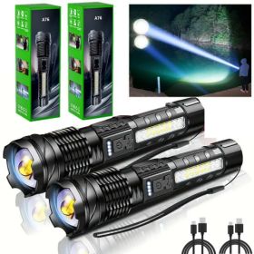 2Pack-USB Rechargeable LED Flashlight Adjustable Focus Camping Hiking Outdoor Flashlight Work Light Logistics - Only For USPS. TK And TMEU Only F (Option: Defaulttitle)