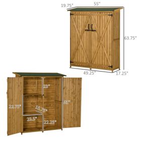 Outdoor Storage Cabinet Wooden Garden Shed Utility Tool Organizer With Waterproof Asphalt Rood, Multiple Packages Shipped. Please Pay Attention T (Option: Natural)
