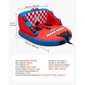 Towable Tubes For Boating, 2-Rider Inflatable Towable Tube For Boat To Pull, 340 Lbs Capacity Water Sports Boating Tubes - With Full Nylon Cover, (Option: Black)