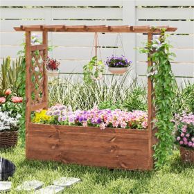 Natural Pine Wood Raised Garden Bed, 100% Solid Pine Construction & Hanging Roof Design (Option: Defaulttitle)